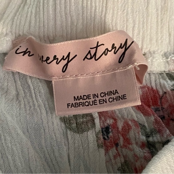 In Every Story Womens Floral Off Shoulder Peasant Blouse Gathered Tie Front 5X - Picture 6 of 11